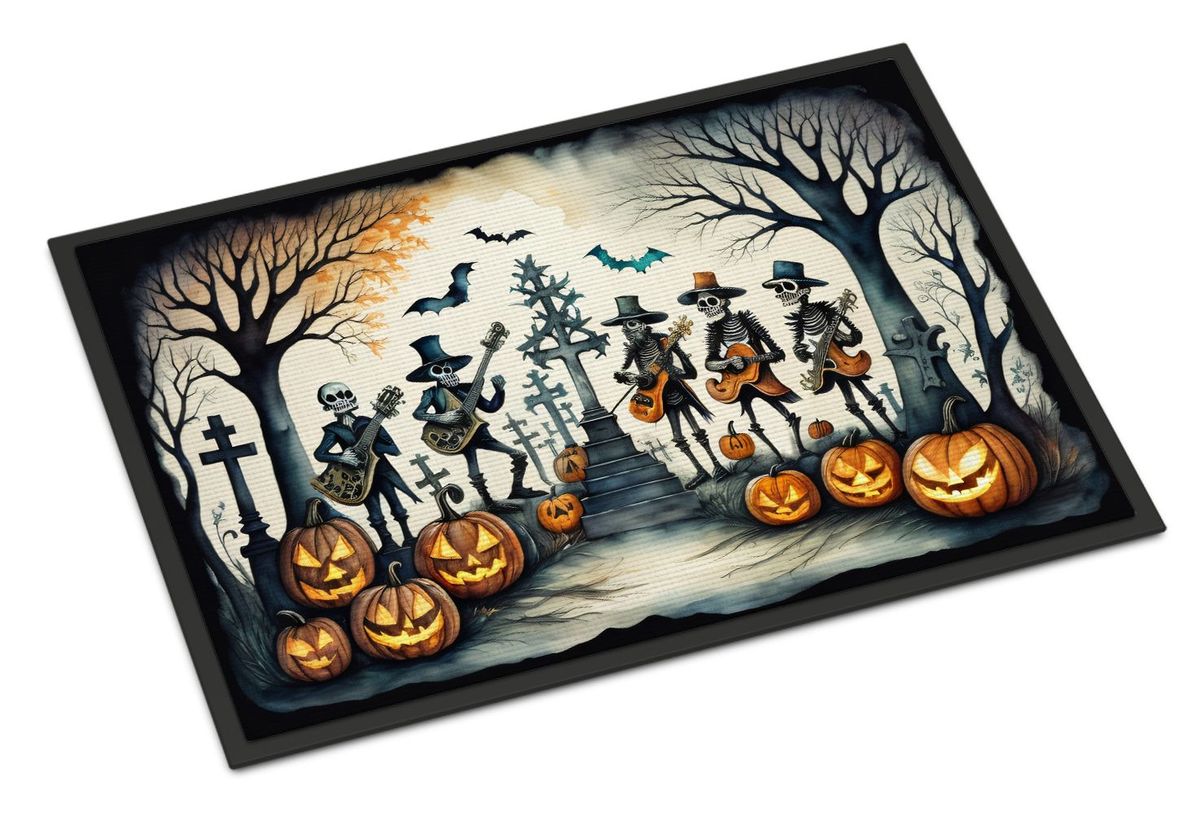 Mariachi Skeleton Band Spooky Halloween Doormat Front Door Mat Indoor Outdoor Rugs For Entryway, Non Slip Washable Low Pile, 24H X 36W_maomaolike.com