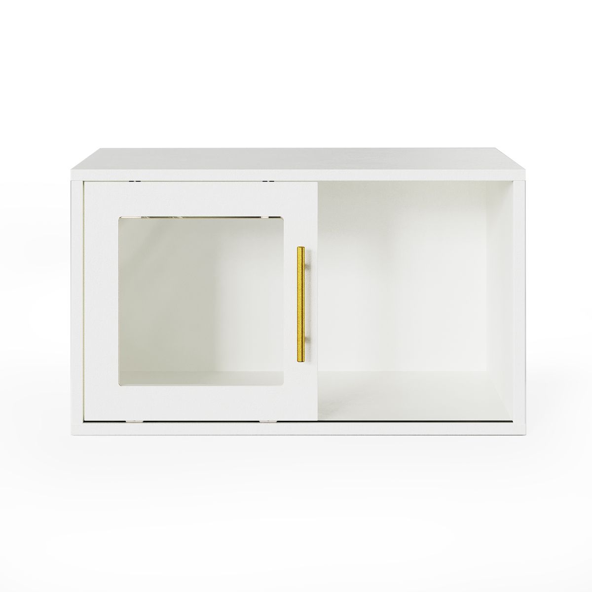Stackable 24" Cube Storage Organizer With Sliding Door, Small Open Bookcase, White Wood Cubes Organizer Shelves For Small Space, Living Room, Bedroom, Nursery, Apartment, Dorm_maomaolike.com