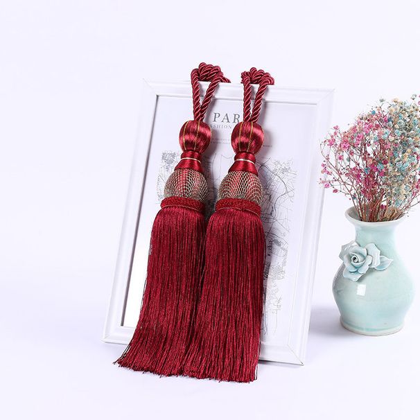 Modern Minimalist Wedding Tassel Hanging Gold Thread Tennis Ball Curtain Tiebacks 2p-set_maomaolike.com