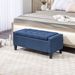 Upholstered Storage Ottoman Bench, Button Tufted Ottoman With Hidden Storage, Lift Top For Living Room, Dark Blue_maomaolike.com
