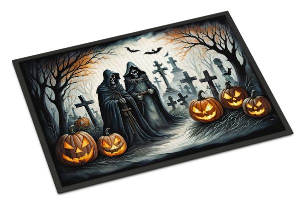 The Grim Reaper Spooky Halloween Doormat Front Door Mat Indoor Outdoor Rugs For Entryway, Non Slip Washable Low Pile, 24H X 36W_maomaolike.com