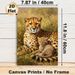 Cheetah Family Painting Poster, Realistic Oil Style Poster, Warm Scene Of Adult Cheetah With Cub In Savanna Grass, Elegant Animal Artwork For Living_maomaolike.com