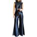 Women's Clothing Summer New Fashion Two-piece Summer Slit Loose Flared Pants Set_maomaolike.com