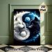 Yin-Yang Wolves Painting Poster, Mystical Surreal Cloud-Wrapped Poster, Striking Design With Glowing Blue-eyed Wolves, Suitable For Living Room And_maomaolike.com
