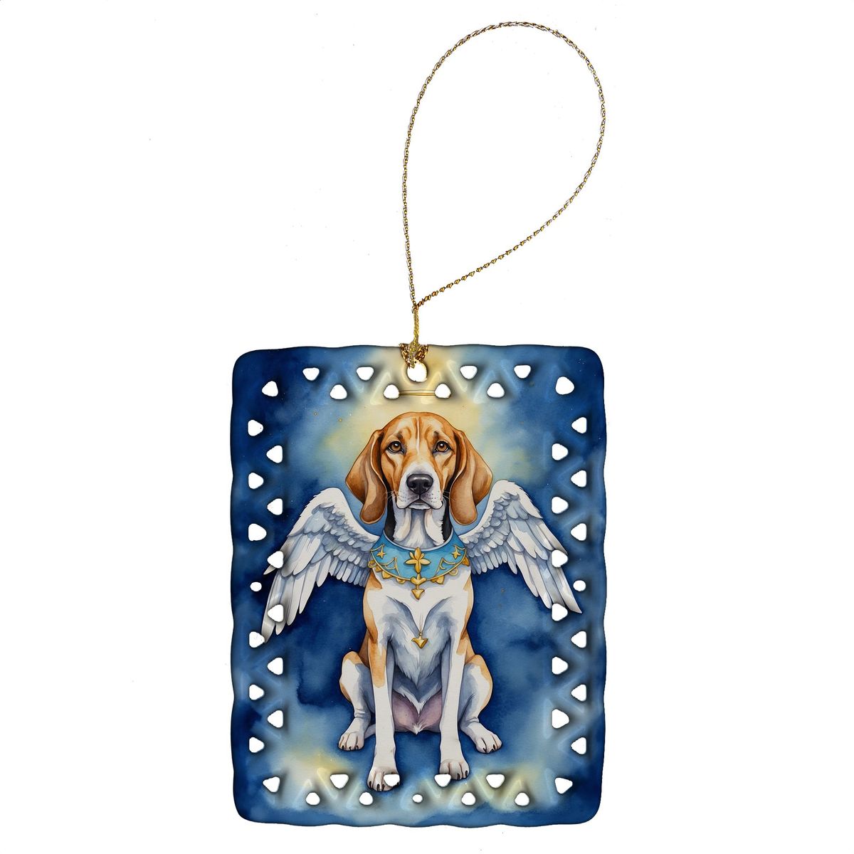English Foxhound My Angel Porcelain Ornament Christmas Tree Hanging Decorations For Home Christmas Holiday, Rectangle, Gift, Multicolor_maomaolike.com