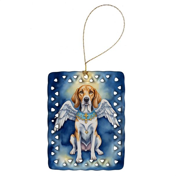 English Foxhound My Angel Porcelain Ornament Christmas Tree Hanging Decorations For Home Christmas Holiday, Rectangle, Gift, Multicolor_maomaolike.com