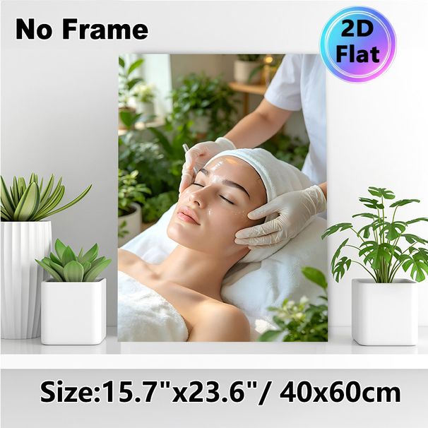 Facial Skincare Treatment Painting Poster, Serene Warm-toned Spa Scene Poster, Calming Visual Decor Option For Beauty Salons And Spa Waiting Areas_maomaolike.com