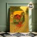 Floral Auto Rickshaw Painting Poster, Warm-hued Whimsical Art Poster, Charming Nostalgic Design Ideal For Living Room, Hallway Wall Decor_maomaolike.com