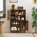 47 Inch Storage Cabinet Freestanding Bookcase With 2 Doors And 4 Open Shelves With Adjustable Foot Pads For Books, Photos, Decorations And Storage Boxes_maomaolike.com