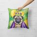 Pug King Of Mardi Gras Throw Pillow Machine Washable, Indoor Outdoor Decorative Pillow For Couch, Bed Or Patio, 18Hx18W_maomaolike.com