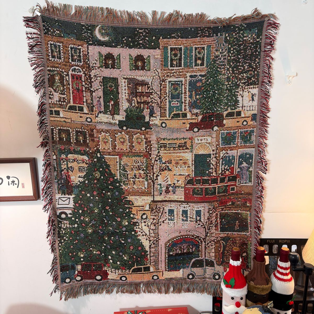 Merry Christmas Atmosphere Small Blanket Room Decoration Tapestry Hanging Cloth Cover_maomaolike.com