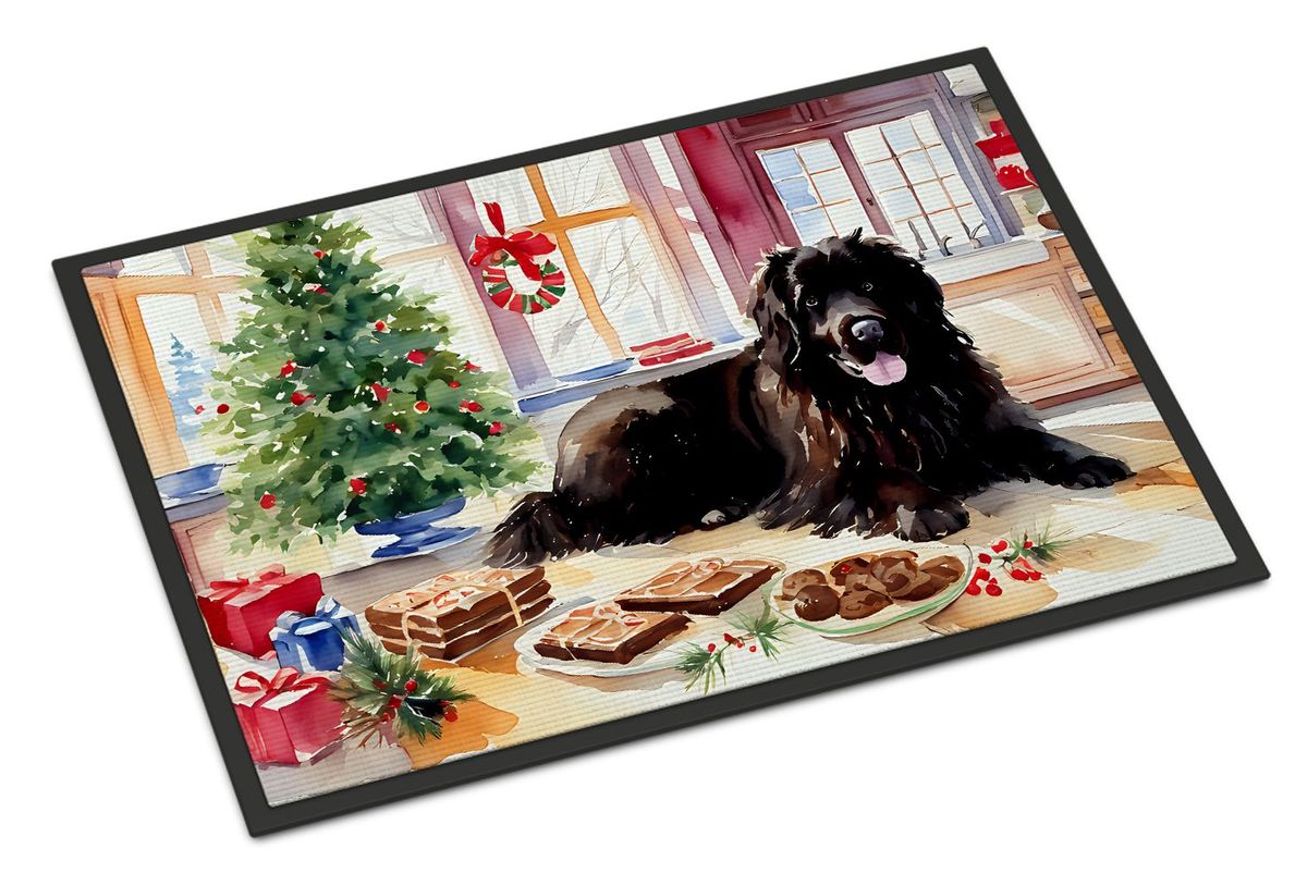 Newfoundland Christmas Cookies Doormat Front Door Mat Indoor Outdoor Rugs For Entryway, Non Slip Washable Low Pile, 24H X 36W_maomaolike.com