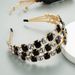 Exaggerated Personality Metal Three Row Black and White Super Sparkling Glass Diamond Headband Fashion Ball Bride Headband_maomaolike.com