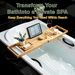 Extendable Bathtub Shelf Tray, Light-Luxury Bathing Organizer, Bamboo Bathroom Rack, Tub Tray Storage Shelf_maomaolike.com