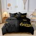 3pcs Fashionable Black Gray Queen & King Crown Printed Bedding Set Duvet Cover Soft Comfortable And Breathable, Bedroom,_maomaolike.com