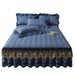 2025 New Set Three-Piece Quilted With Lace Anti-Slip Mattress Cover Sheet Detachable Bed Skirt_maomaolike.com