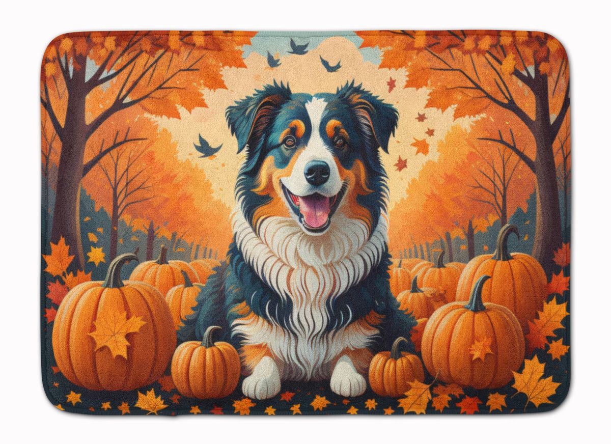 Australian Shepherd Terrier Fall Memory Foam Kitchen Mat Machine Washable Anti-Fatigue Mat Cushion Comfort Bath Mat Or Kitchen Rug_maomaolike.com