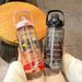 2L With Time Marker, Leak Proof, Non-Slip, Plastic Portable Travel Water Bottle Fitness Cup With Cute Stickes_maomaolike.com
