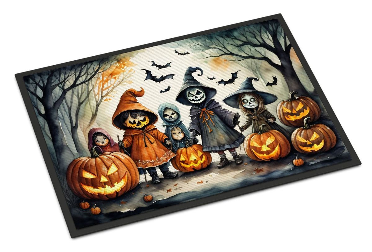 Trick Or Treaters Spooky Halloween Doormat Front Door Mat Indoor Outdoor Rugs For Entryway, Non Slip Washable Low Pile, 24H X 36W_maomaolike.com