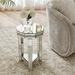 Mirrored Octagon End Table With Crystals Inlay, 2-Tier Modern Small Sofa Table With Storage, Silver Accent Side Table For Living Room, Bedroom, Coffee, And Small Spaces 13.8W X 13.8D X 21H_maomaolike.com
