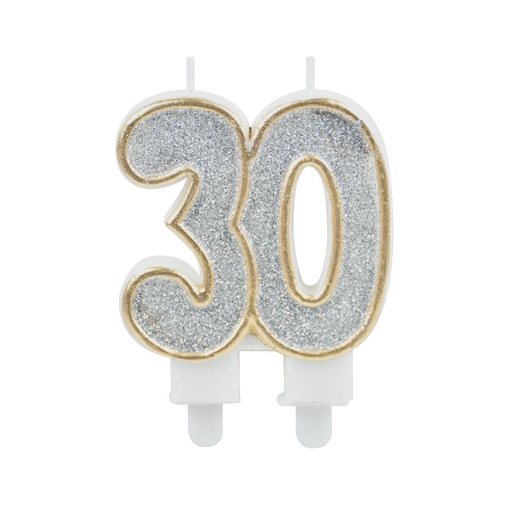 Birthday Candles Cake Numeral Candles Happy Birthday Cake Candles Topper Decoration For Birthday Wedding Anniversary Celebration Supplies (silver,30th)_maomaolike.com