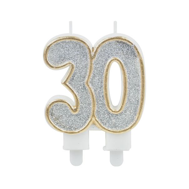 Birthday Candles Cake Numeral Candles Happy Birthday Cake Candles Topper Decoration For Birthday Wedding Anniversary Celebration Supplies (silver,30th)_maomaolike.com