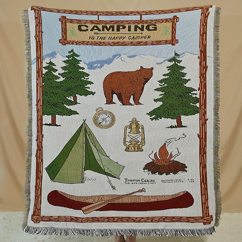 Outdoor Camping Blanket Picnic Mat Universal Sofa Blanket Sofa Cover Pure Cotton Nap Blanket Homestay Bed End Blanket Sofa Cover_maomaolike.com