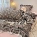 Wholesale INS Girl Heart Korean Small Floral Four-Piece Princess Style Double-Layer Lace Edge Pure Cotton 4-Piece Set_maomaolike.com