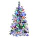 4FT Pre-Lit Spruce Snow Flocked Christmas Tree With Pine Cones, Artificial Xmas Tree With 170 Branch Tips,Mixed PE & PVC Branches, 120 Multi-Color LED Lights, 11 Flashing Modes, Holiday Décor_maomaolike.com