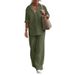 Women's clothing women's two-piece set women's lapel long-sleeved shirt spring and autumn casual solid color pants wide leg suit_maomaolike.com