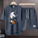 Men's Clothing 2024 Waffle Casual Summer Suit Men's Loose Teen Short sleeved T shirt Shorts Handsome Two piece Suit_maomaolike.com