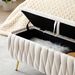 Oval Storage Bench With Gold Legs,Velvet Fabric ,Woven,Upholstered Ottoman Storage Benches For Bedroom End Of Bed,Sherpa Fabric Bench For Living Room,Dining Room,Entryway,Bed Side,BEIGE,5 Colors_maomaolike.com