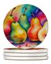 Colorful Pears Large Sandstone Coasters Pack Of 4 Absorbent Round Coasters Decor Gifts For Men Or Women, 4 In, Multicolor_maomaolike.com