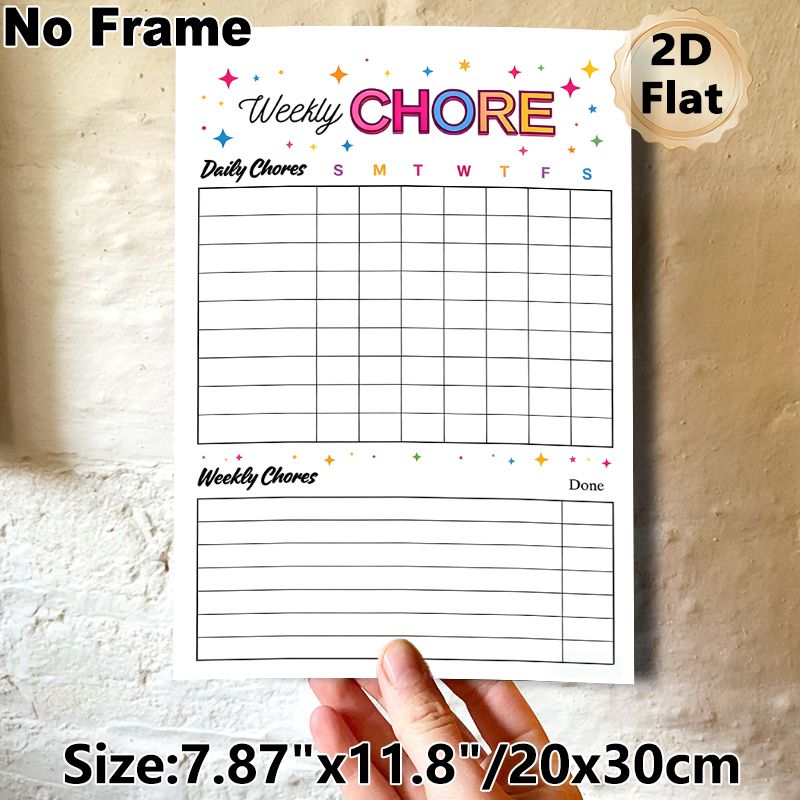 Weekly Chore Chart Painting Poster, Vibrant Star-adorned Chore Schedule Poster, Functional Planner To Organize Daily & Weekly Household Tasks_maomaolike.com