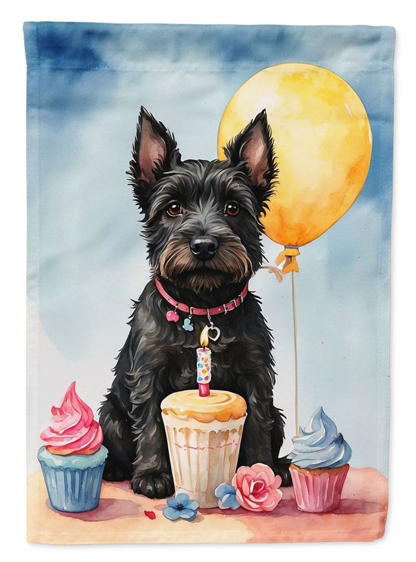 Scottish Terrier Happy Birthday Garden Flag Mailbox Flag Decorative Yard Flag Banner Outside Patio Artwork Yard Flower Beds, Garden Size, Multicolor_maomaolike.com