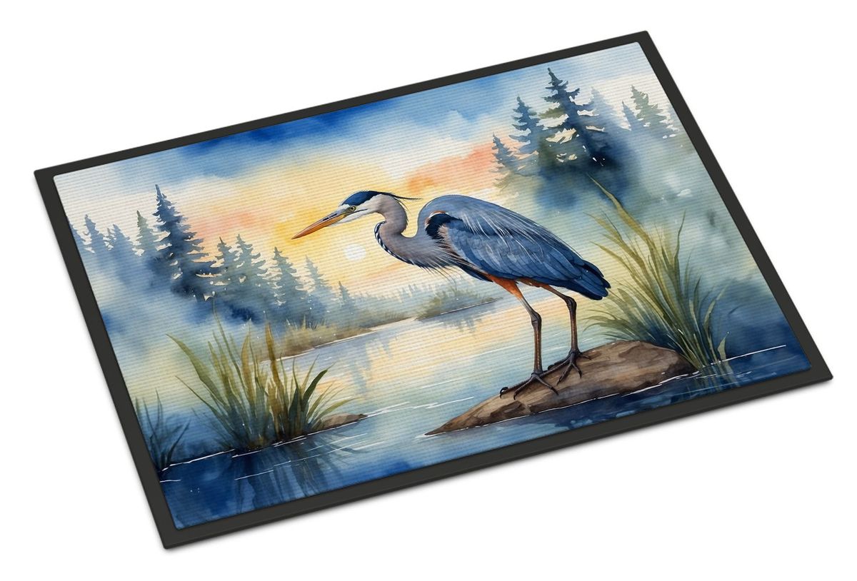 Blue Heron Emerging As The Day Fades Doormat Front Door Mat Indoor Outdoor Rugs For Entryway, Non Slip Washable Low Pile, 24H X 36W_maomaolike.com