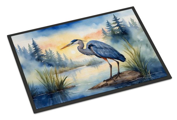 Blue Heron Emerging As The Day Fades Doormat Front Door Mat Indoor Outdoor Rugs For Entryway, Non Slip Washable Low Pile, 24H X 36W_maomaolike.com