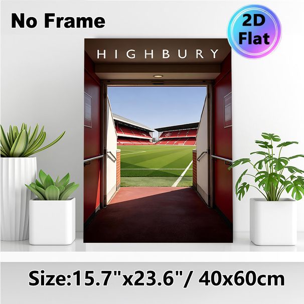Highbury Football Stadium Painting Poster, Vibrant Realistic Stadium View Poster, Captivating Sports Field Scene Ideal For Home And Sports Bar Decor_maomaolike.com