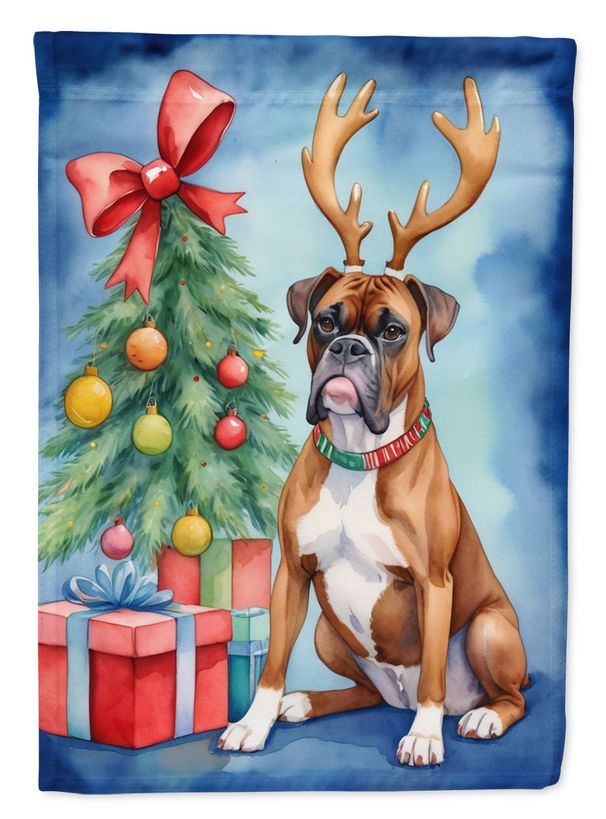 Boxer Christmas Reindeer Garden Flag Mailbox Flag Decorative Yard Flag Banner Outside Patio Artwork Yard Flower Beds, Garden Size, Multicolor_maomaolike.com