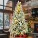 7.5FT Pre-Lit Spruce Snow Flocked Christmas Tree, Artificial Hinged Xmas Tree With 350 Multi-Color LED Lights, 8 Flashing Modes &1389 Snow Branch Tips, Holiday Office Home Décor_maomaolike.com