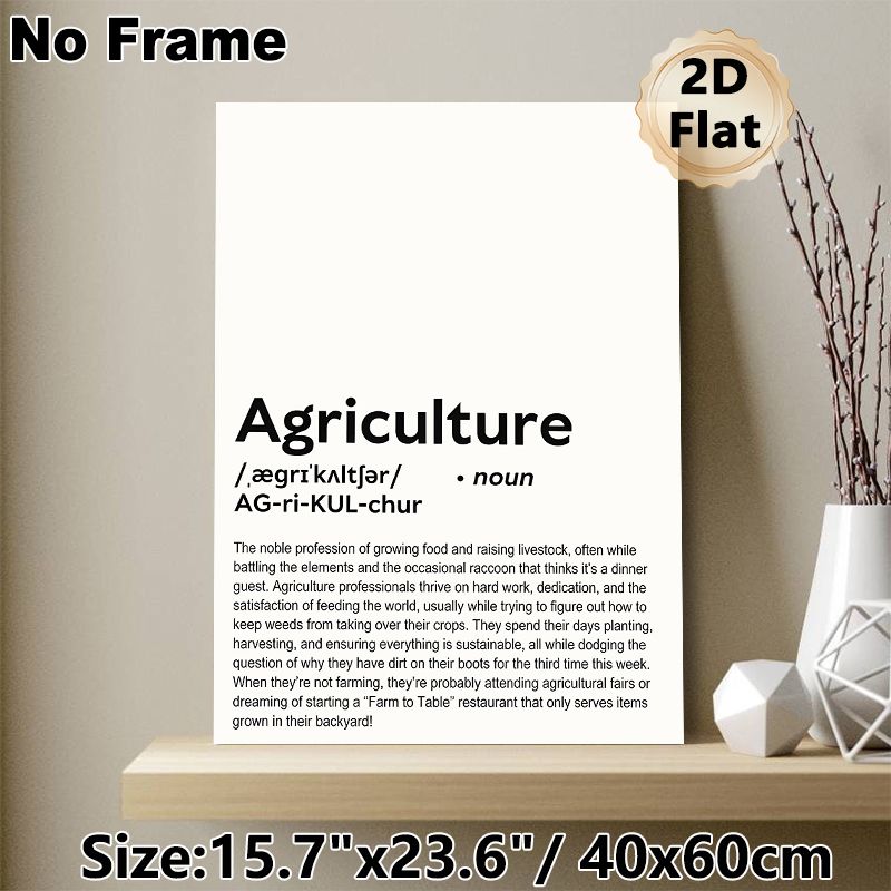 Agriculture Definition Painting Poster, Minimalist Typographic Text Poster, Humorous Professional Description, Ideal For Home Office, Farmhouse Decor_maomaolike.com