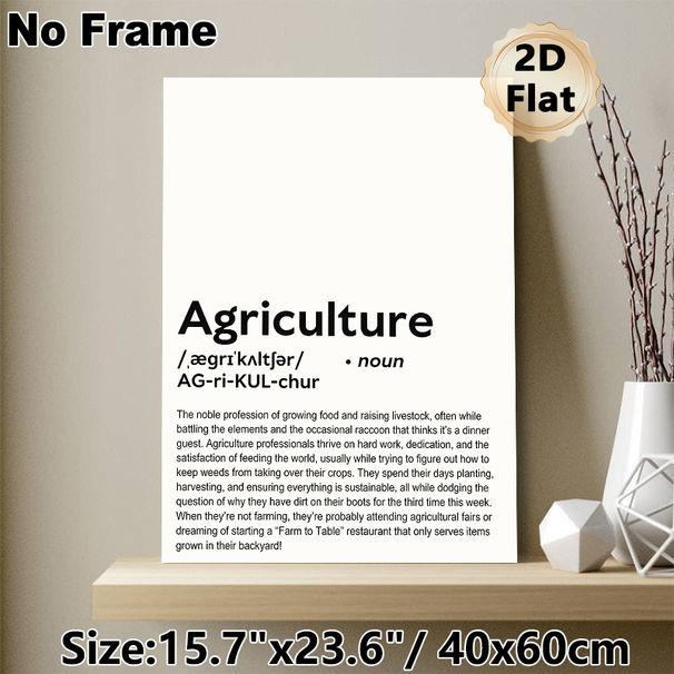 Agriculture Definition Painting Poster, Minimalist Typographic Text Poster, Humorous Professional Description, Ideal For Home Office, Farmhouse Decor_maomaolike.com