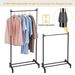 15kg/33lbs Garment Racks 3.12ft-4.80ft Height Adjustable Clothes Stand Foldable Clothes Hanger W/ Wheels Storage Shelf For Dormitory Home_maomaolike.com