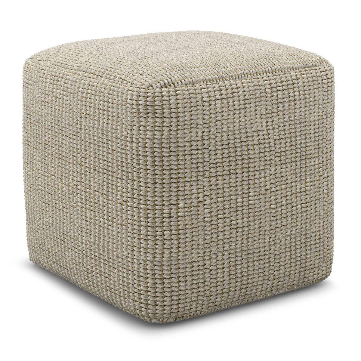 Zelma Square Woven Pouf For Indoor And Outdoor Use - Cream And Natural_maomaolike.com