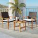 3 Pieces Patio PE Wicker Furniture Set Acacia Wood Outdoor Conversation Bistro Set_maomaolike.com