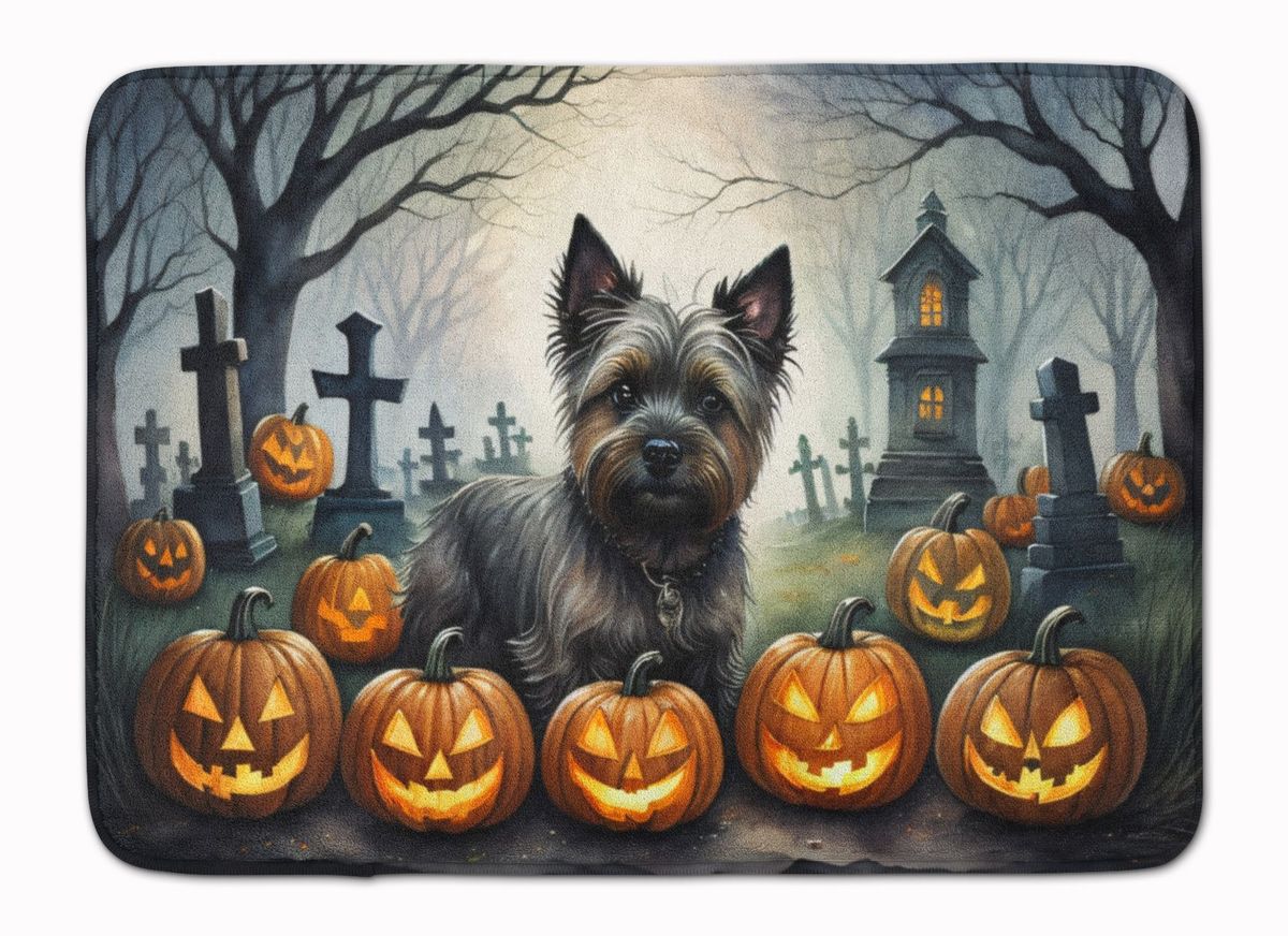 Cairn Terrier Spooky Halloween Memory Foam Kitchen Mat Machine Washable Anti-Fatigue Mat Cushion Comfort Bath Mat Or Kitchen Rug_maomaolike.com
