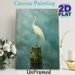 White Egret Painting Poster, Serene Realistic Art Poster, Elegant Egret Perched On Moss-covered Waterside Stump In Misty Aquatic Scene, Brings_maomaolike.com