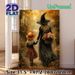 Autumn Witch Themed Painting Poster, Warm-toned Whimsical Forest Walk Scene Poster, Cozy Fall-inspired Artwork Ideal For Home Wall Decor And Halloween_maomaolike.com