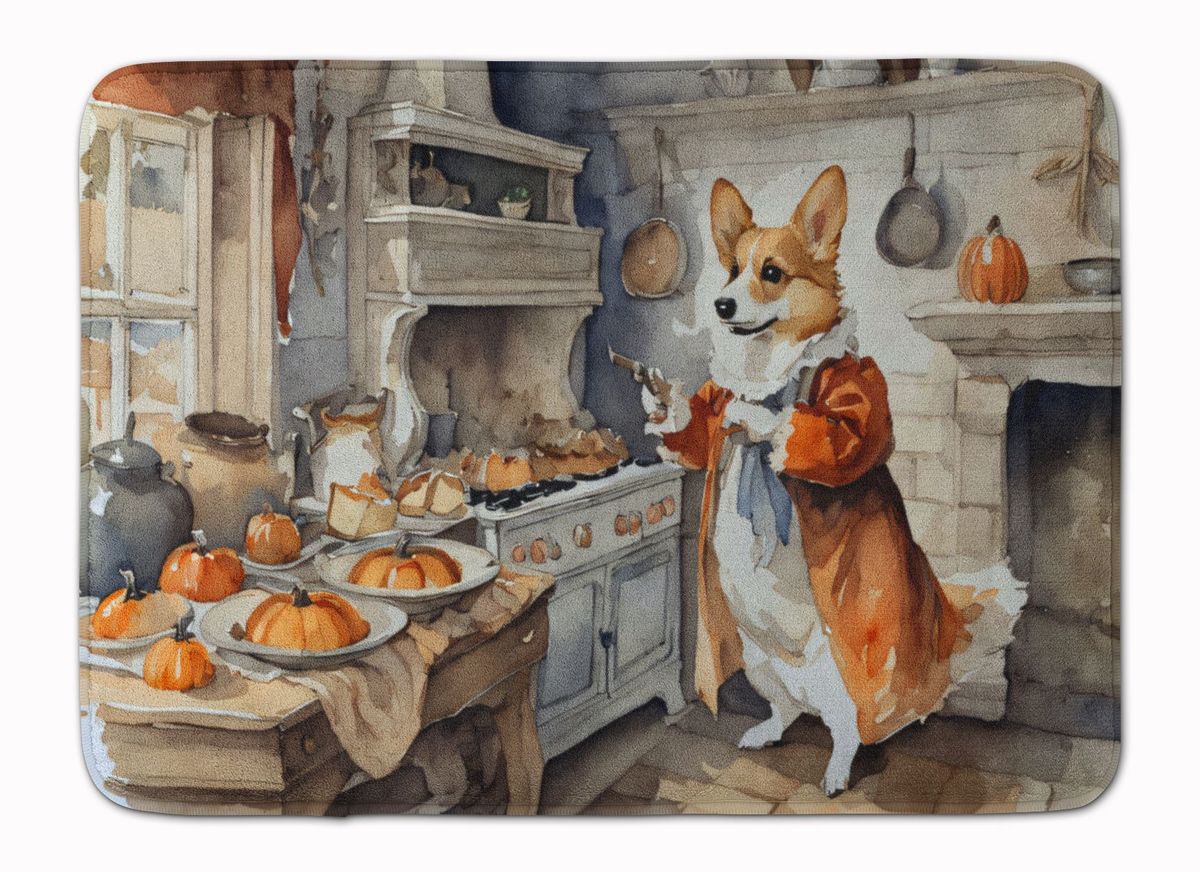 Corgi Fall Kitchen Pumpkins Memory Foam Kitchen Mat Machine Washable Anti-Fatigue Mat Cushion Comfort Bath Mat Or Kitchen Rug_maomaolike.com