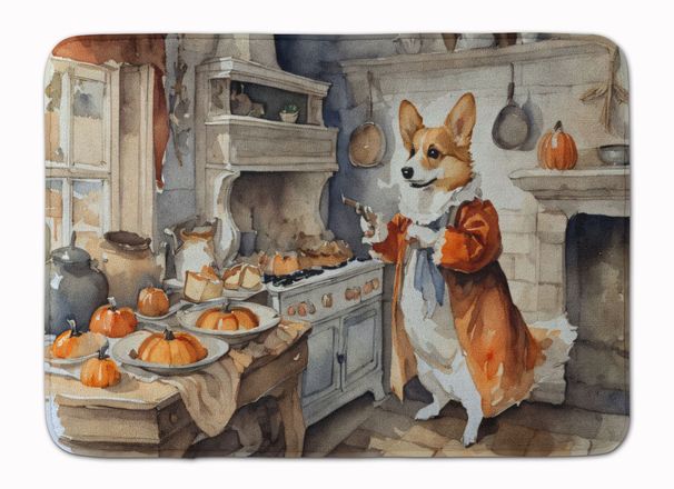 Corgi Fall Kitchen Pumpkins Memory Foam Kitchen Mat Machine Washable Anti-Fatigue Mat Cushion Comfort Bath Mat Or Kitchen Rug_maomaolike.com